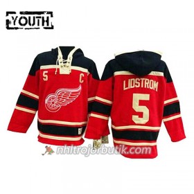 Barn Ishockey Detroit Red Wings Nicklas Lidstrom 5 Röd Sawyer Hooded Sweatshirt